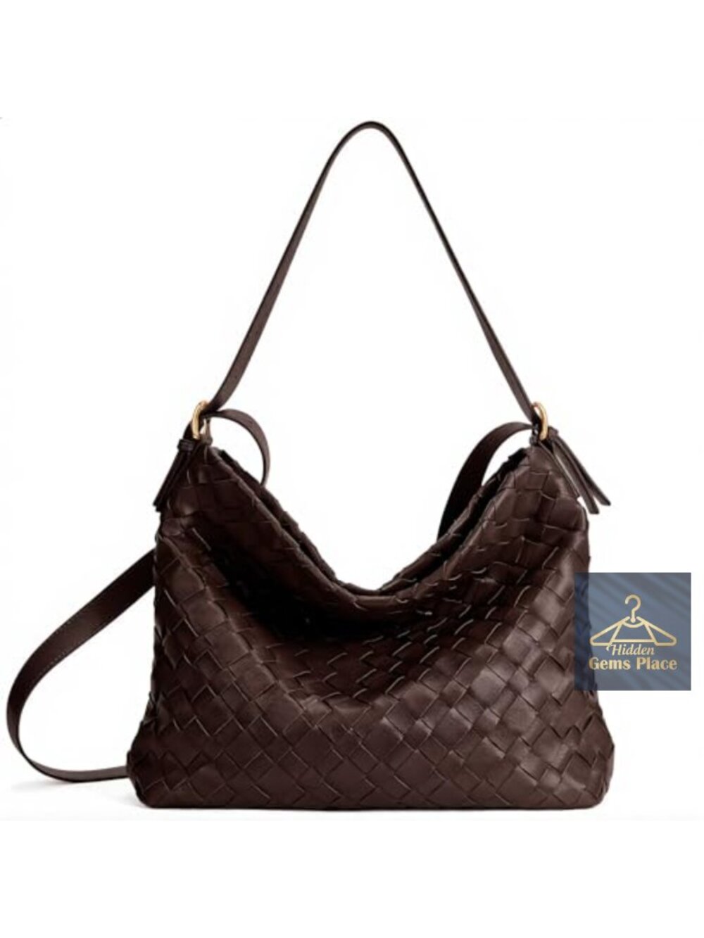 Large Capacity Woven Handbag Shoulder Crossbody Bag with Zipper Adjustable